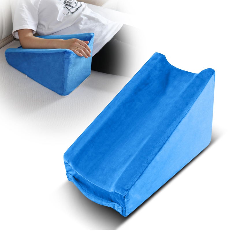 Hossmily Arm Elevation Pillow  Arm Wedge Elevation Pillow Excellent  Ergonomic Elbow Support Pillow for Sleeping Arm Pads Elbow Pillow with Removable Pillow Case-Blue - Image 1